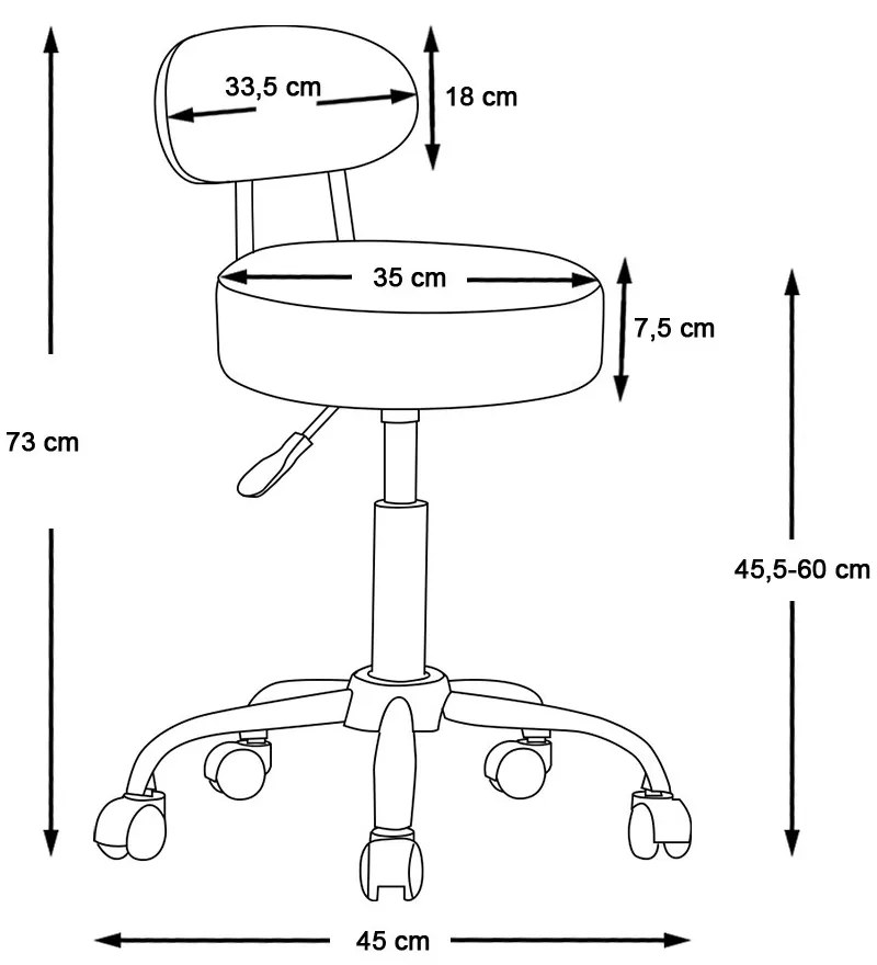 Scaun cosmetic cu spatar, negru