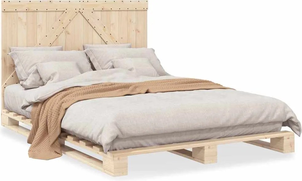 vidaXL Cadru de pat cu tăblie, 140x200 cm, lemn masiv de pin