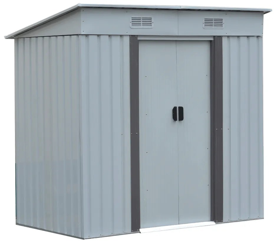 Depozit grădină pentru scule din tablă, alb / gri, 1,9x1,2 m, TEDOK