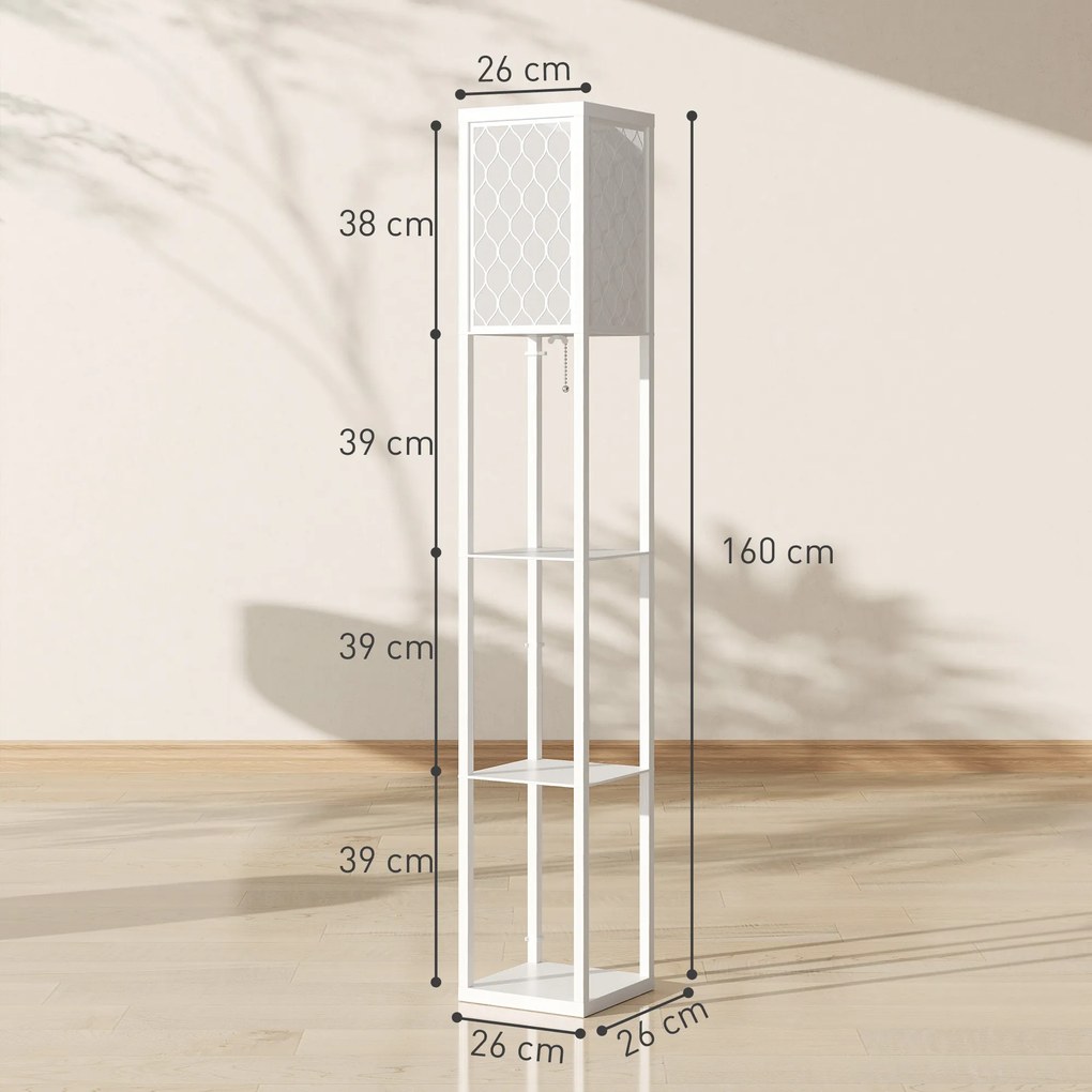 Homcom Lampa Pom 160 cm – Negru cu Rafturi pe 3 Niveluri | Aosom Romania