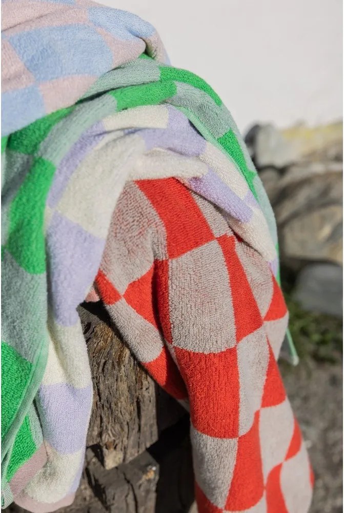 Prosop portocaliu/bej din bumbac organic din frotir 50x90 cm Retro – Mette Ditmer Denmark