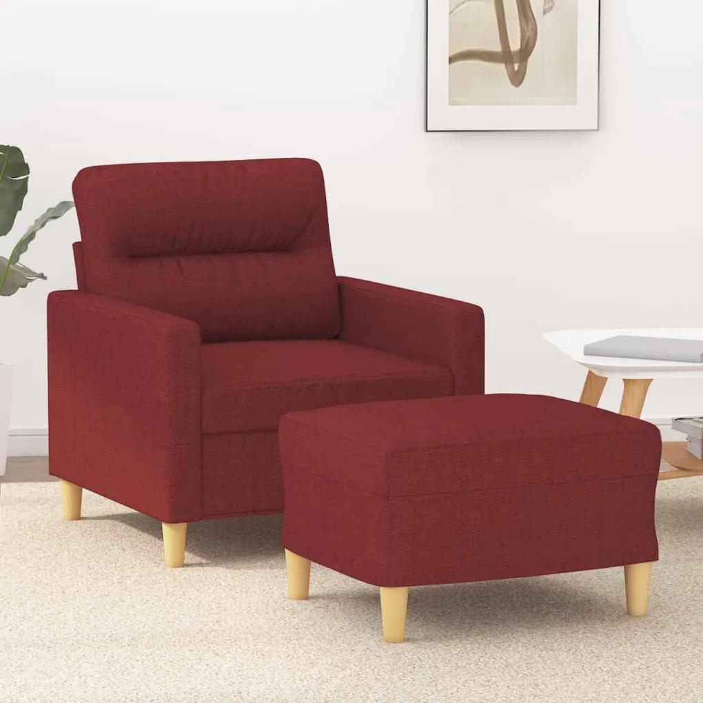 3153419 vidaXL Fotoliu canapea cu taburet, roșu vin, 60 cm, material textil