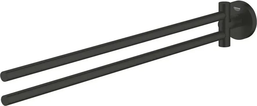 Suport prosop doua brate negru mat Grohe Essentials Cube 43.9 cm