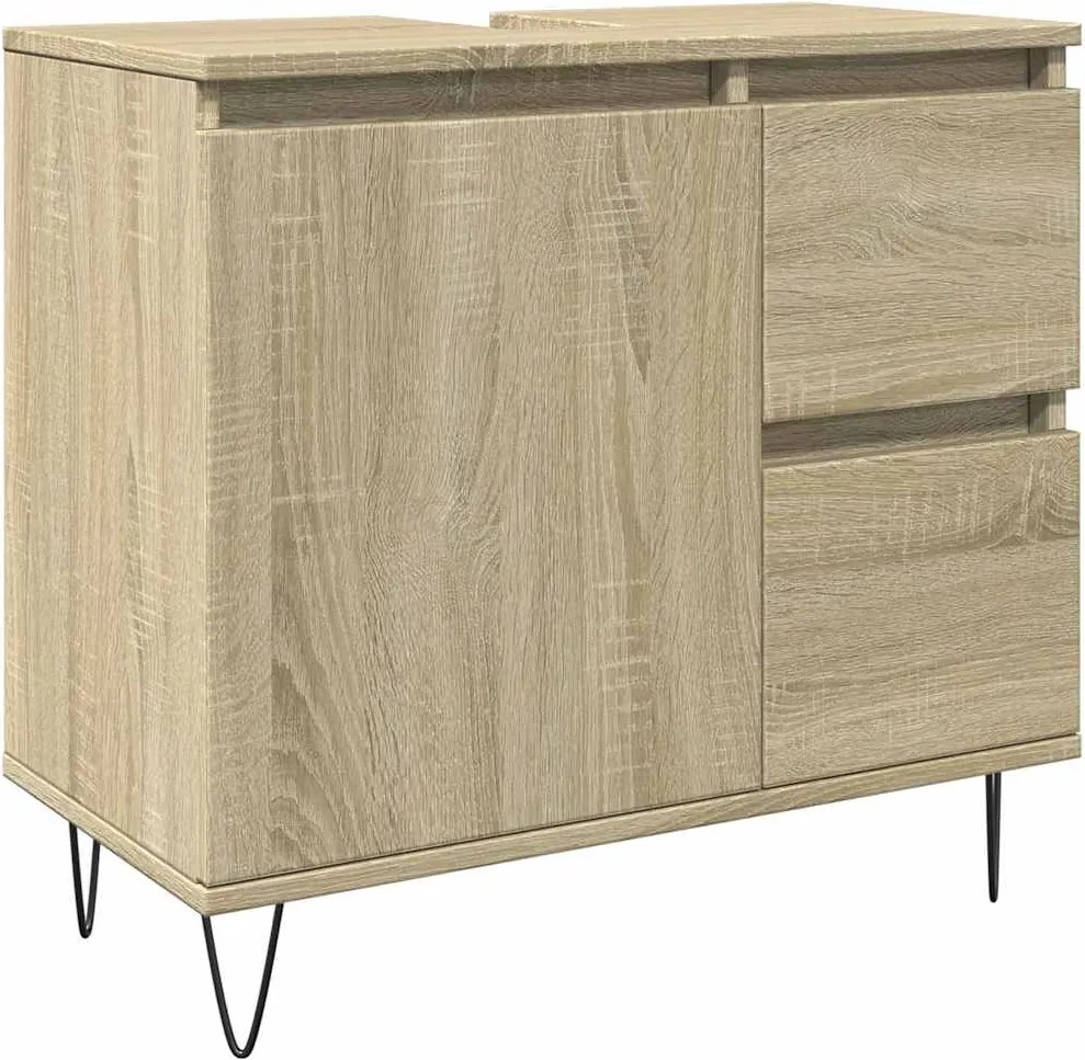 vidaXL Dulap de baie, stejar sonoma, 65x33x60 cm, lemn prelucrat