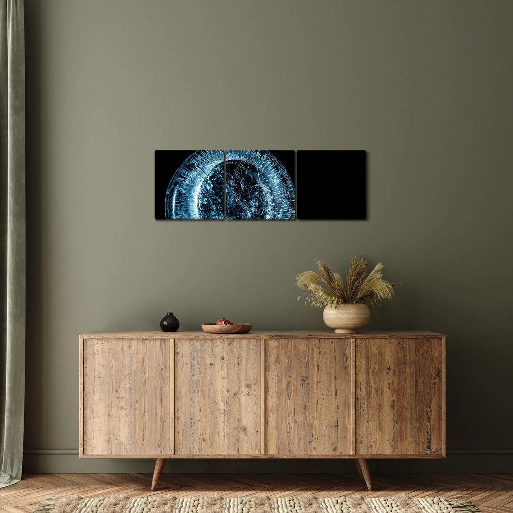 Tablou cu picături de gheață (cu ceas) (90x30 cm)