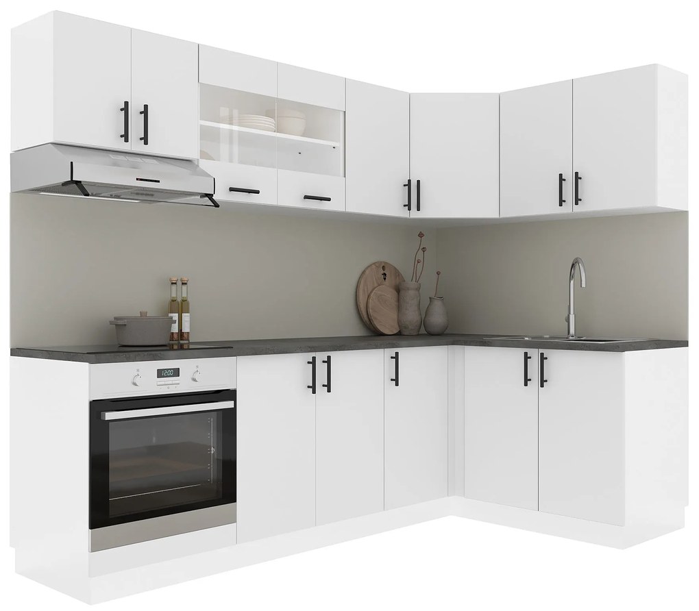 Set Bucatarie Colt Karo V34, Alb, Blat Thermo 28 mm, L 240 x 140 cm