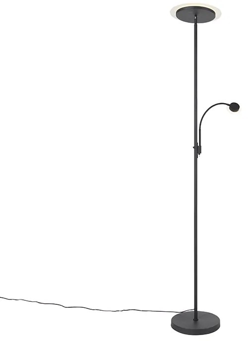 Lampa de podea moderna neagra inclusiv LED cu brat de citit - Chala