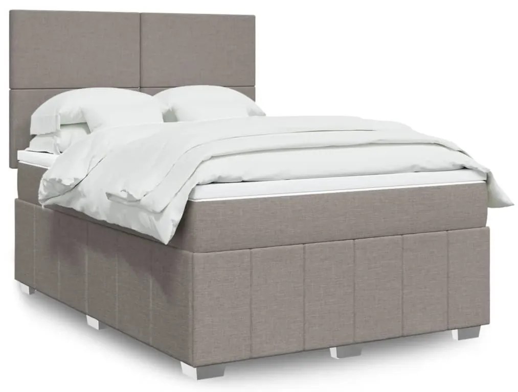 vidaXL Pat continental cu saltea gri taupe 140x200 cm material textil