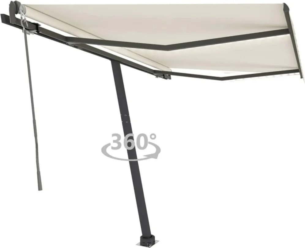 vidaXL Copertină automată cu senzor vânt & LED, crem, 350x250 cm