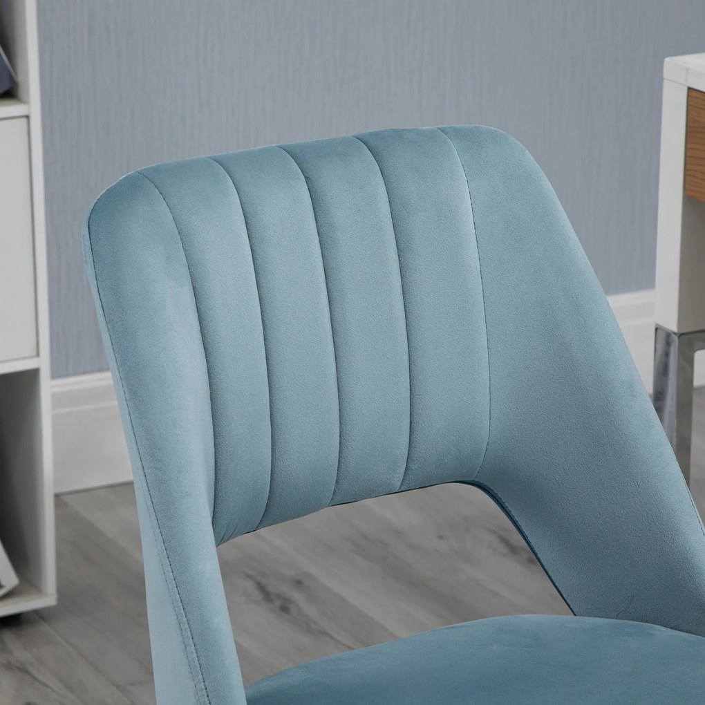 Vinsetto Scaun de birou, Înălțime ajustabilă Scaun de birou fără brațe, Drehbar Bürostuhl cu aspect de catifea, Scaun de schmink ergonomic pentru dormitor, birou acasă, Albastru | Aosom Romania