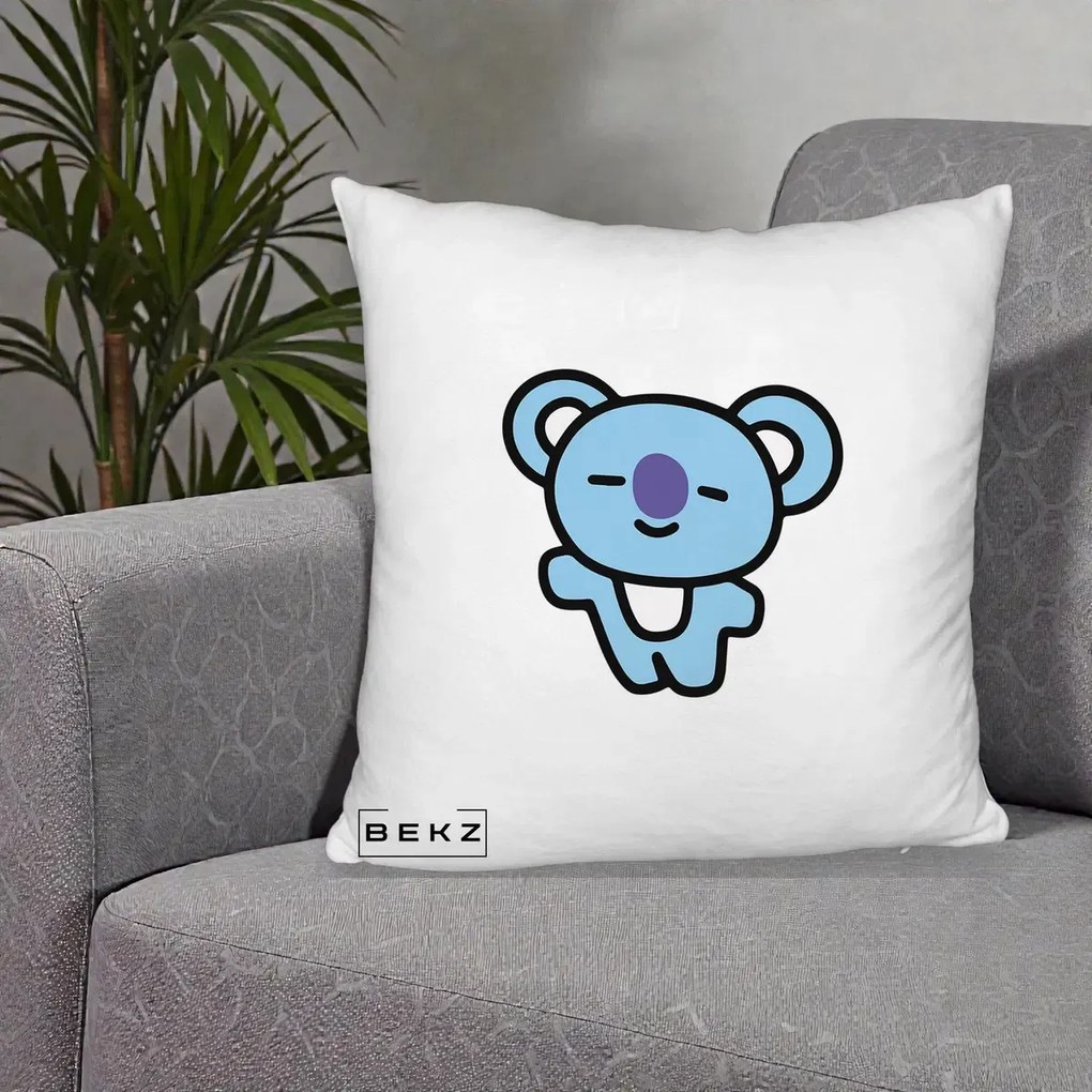Perna Personalizata BT21 Koya Kawaii, 40x40 cm, Alb Pufos, Husa Detasabila, Perna Inclusa, BEKZ®