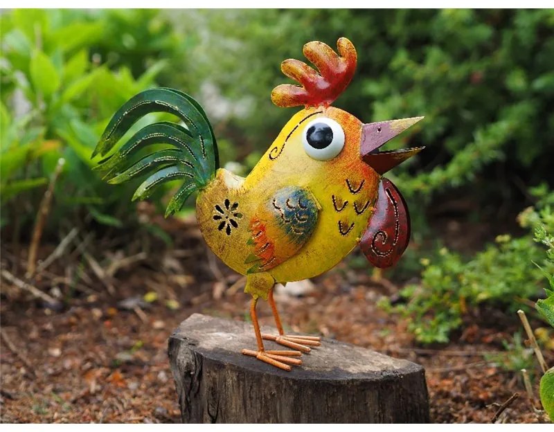 Figurina metal Funny chicken, 32x10x35 cm