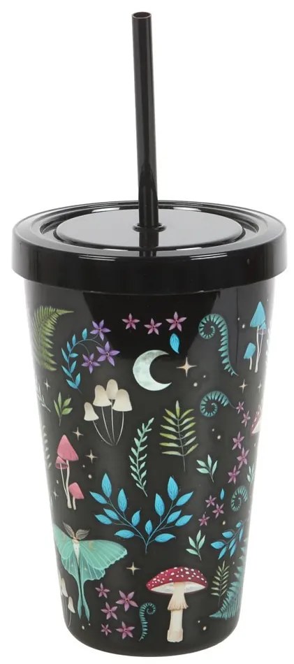 Pahar plastic cu pai Dark Forest, capacitate 500ml