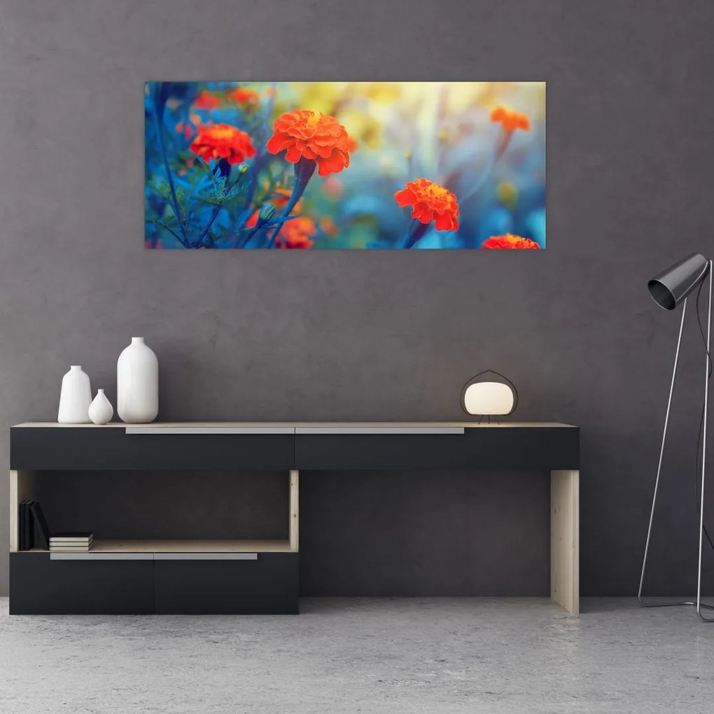 Tablou - Flori portocalii (120x50 cm)