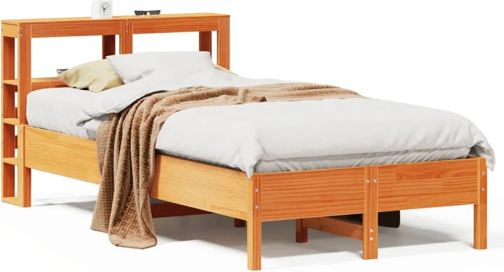 vidaXL Cadru pat fără saltea, maro ceruit, 75x190 cm, lemn masiv pin