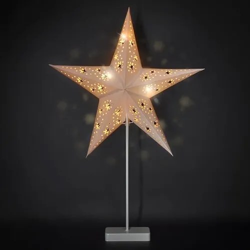Steaua de Crăciun cu suport Solight LED, albă, 45cm, 10x LED, 2x AA