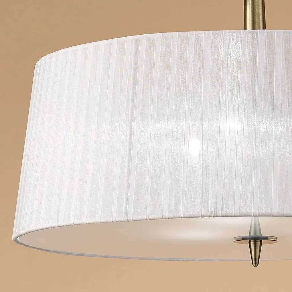 Lustra suspendata clasica LOEWE antique brass/ abajur alb