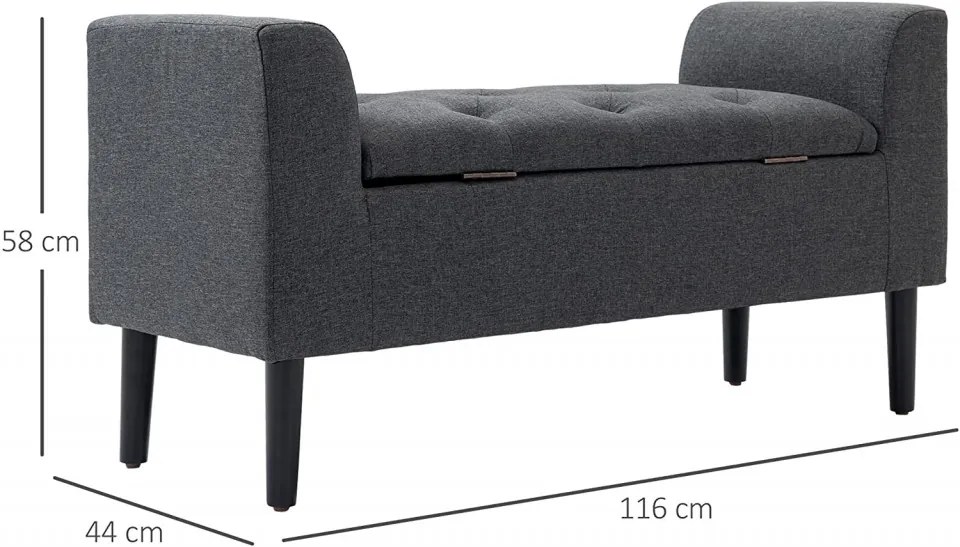 BAN242 - Bancuta 116 cm, divan, Canapea, fotoliu, sofa, bancheta, banca living, dormitor, hol, lada depozitare - Gri