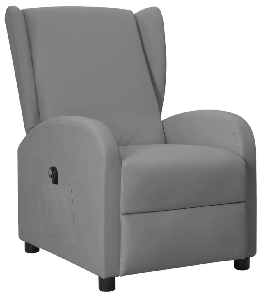 3098952 vidaXL Fotoliu electric rabatabil spătar aripi, gri, piele ecologică