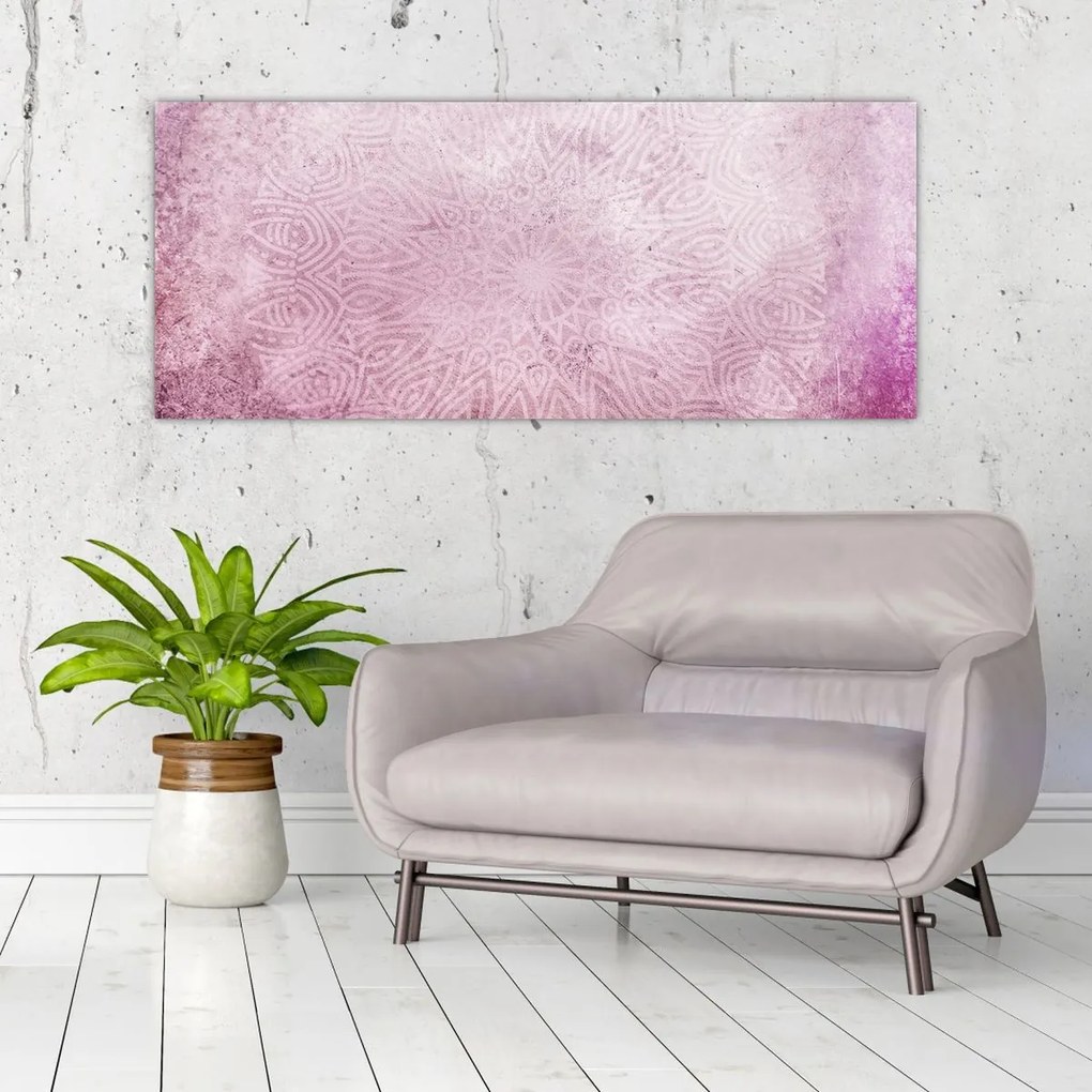 Tablou - Mandala pe zid roz (120x50 cm)