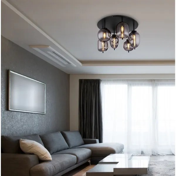 Lustră aplicată BLACKY 6xE14/40W/230V neagră Globo 15345-6D