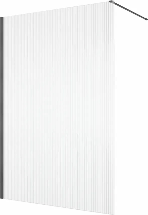 Paravan dus cu sticla riflata walk-in 80x200 cm, gun metal periat, sticla 8 mm, Ronal Lina 800x2000 mm, Gun metal periat