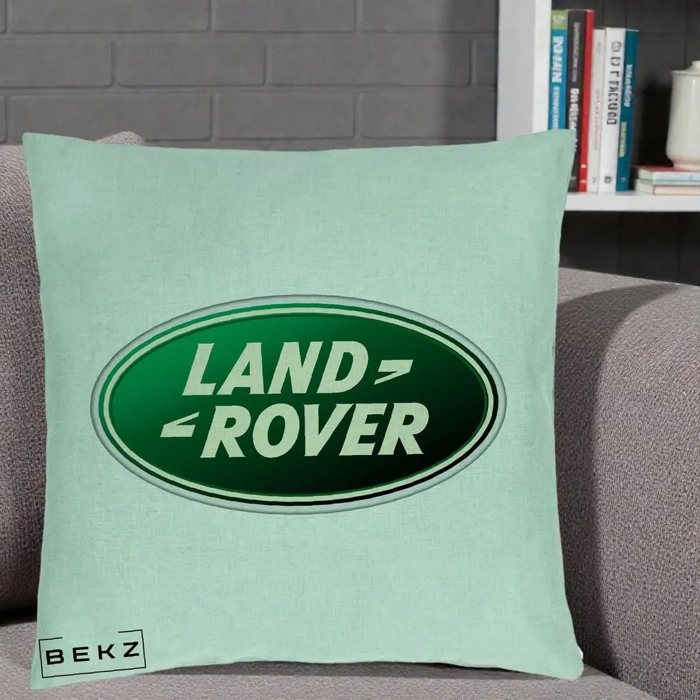 Perna Personalizata cu emblema Land Rover, 40x40 cm, Verde Menta, Husa Detasabila, Perna Inclusa, BEKZ®