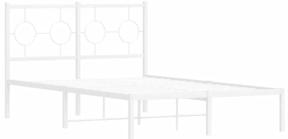 376273 vidaXL Cadru de pat metalic cu tăblie, alb, 120x200 cm