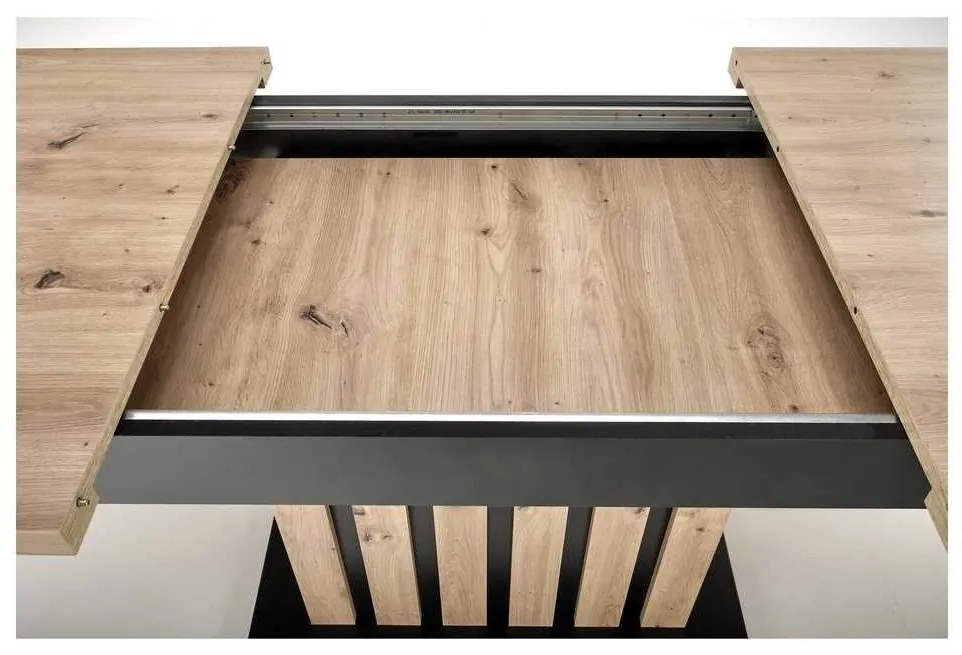 Masă de bucătărie Lamello 160 cm, stejar artisan / negru