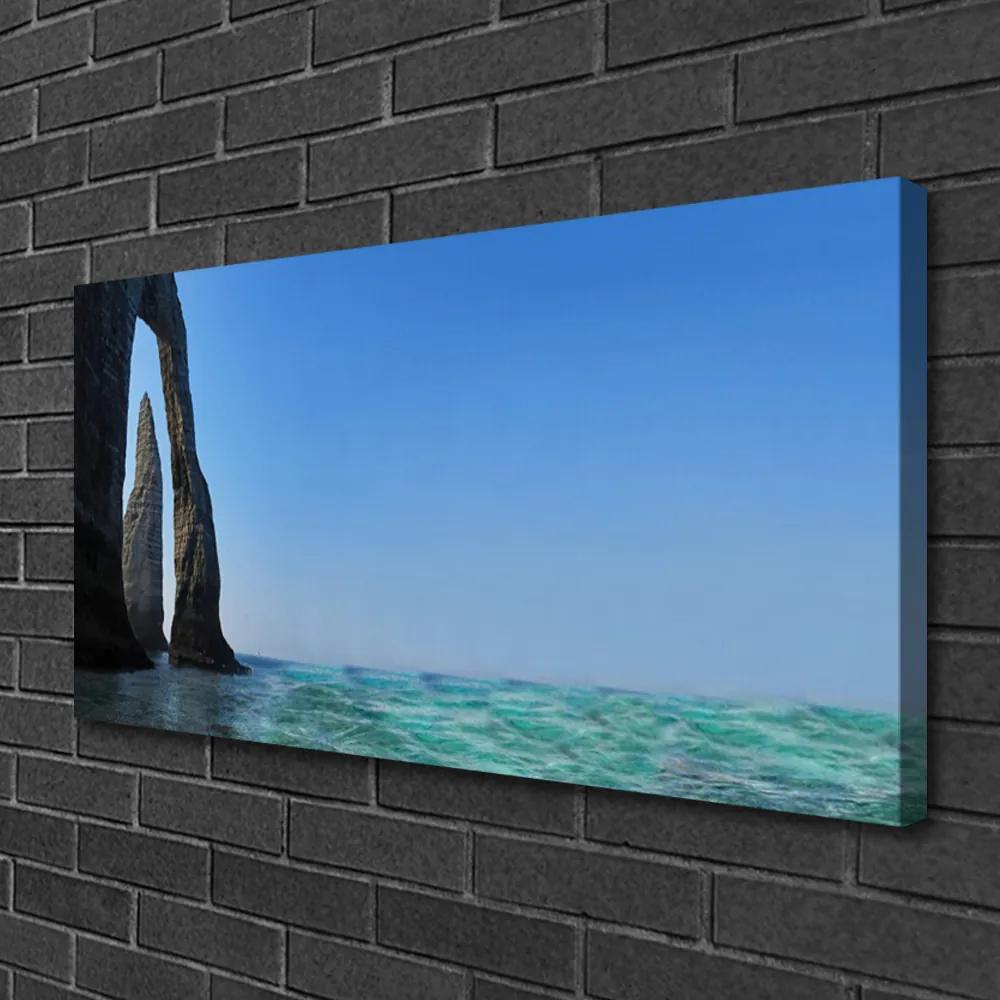 Tablou pe panza canvas Sea Rock Peisaj Gri Albastru