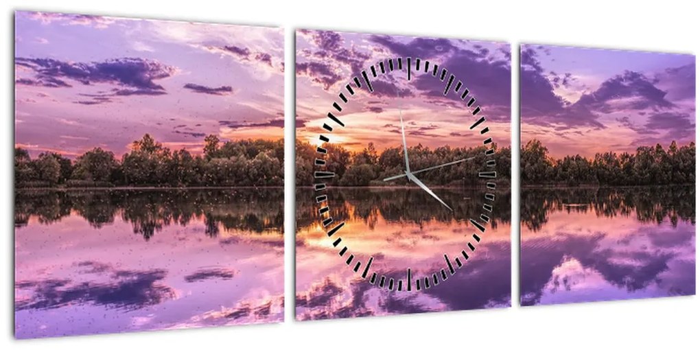 Tablou cu cerul violet (cu ceas) (90x30 cm)