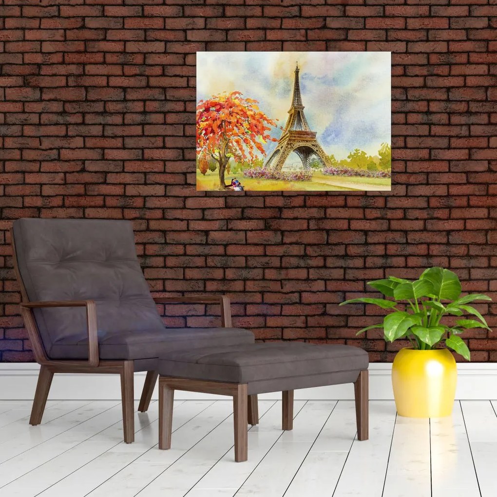 Tablou pictat cu turnul Eiffel (70x50 cm)
