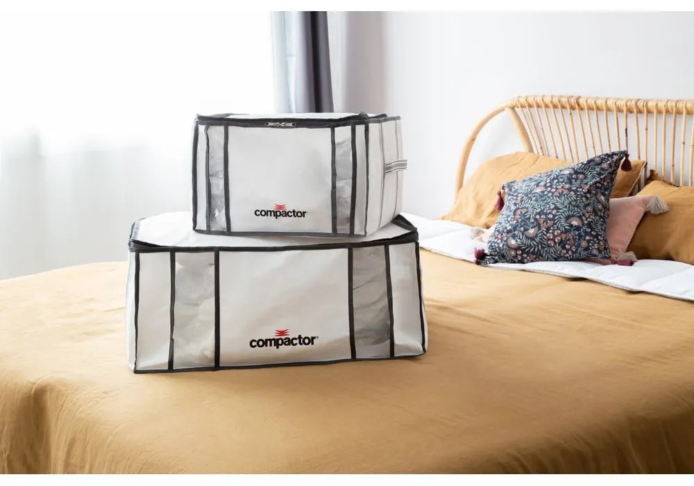 Cutie de depozitare pentru haine din material textil cu vacuum/cu pereți întăriți 42x25x25 cm Life – Compactor