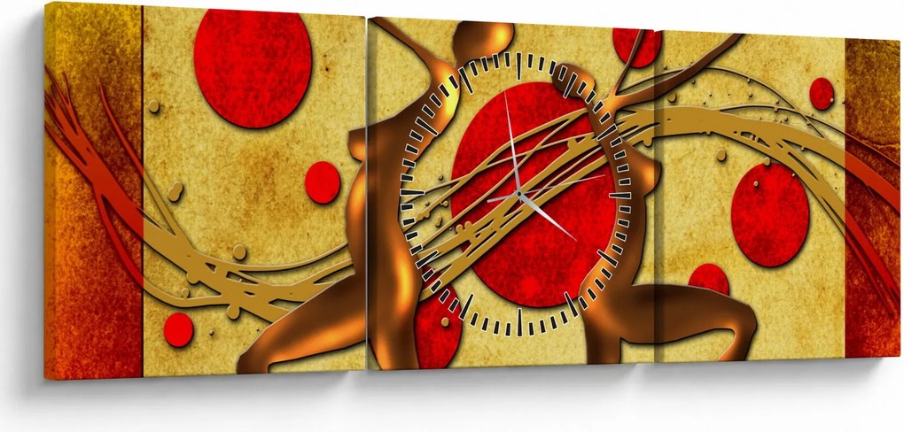Tablou abstract cu două femei (cu ceas) (90x30 cm)