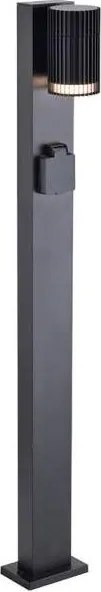 Lampă de exterior cu priză SCHUKO, soclu 1x GU10 (10W), 230V, IP44, 80 cm, neagră