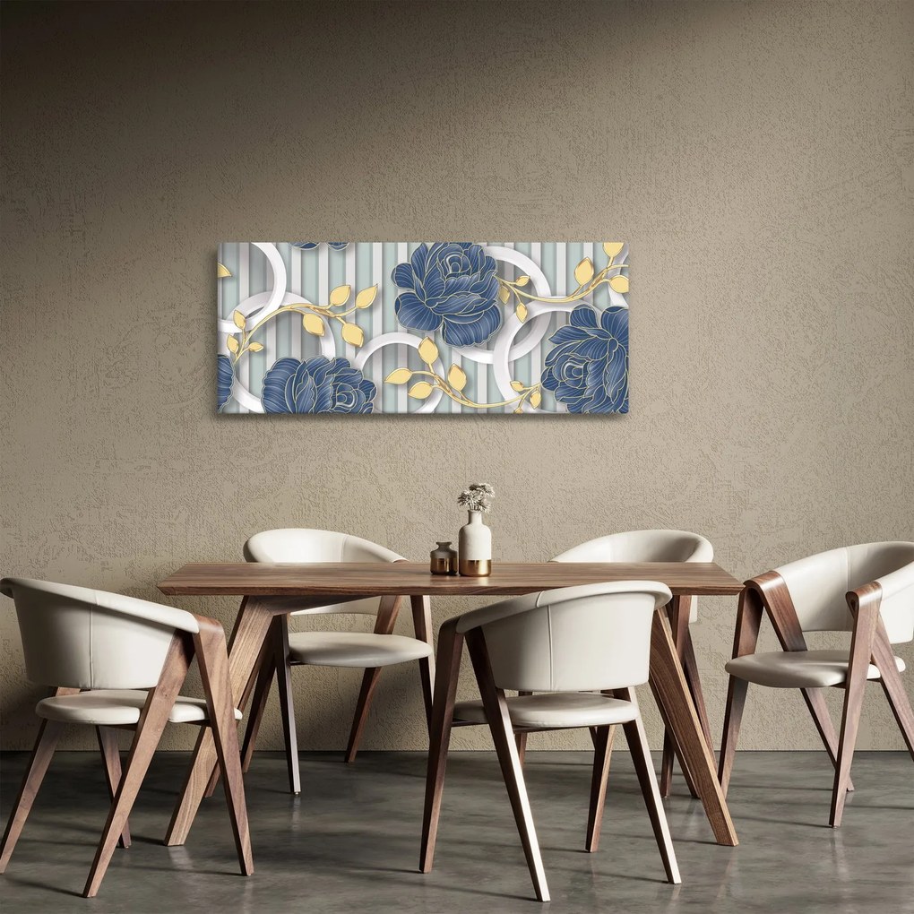 Tablou - Tradafiri și cercuri (120x50 cm)