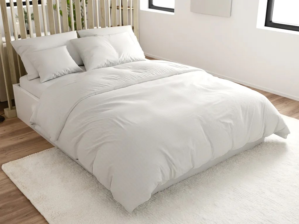 Lenjerie de pat creponata DENYX alba Dimensiune lenjerie de pat: 70 x 90 cm | 140 x 200 cm