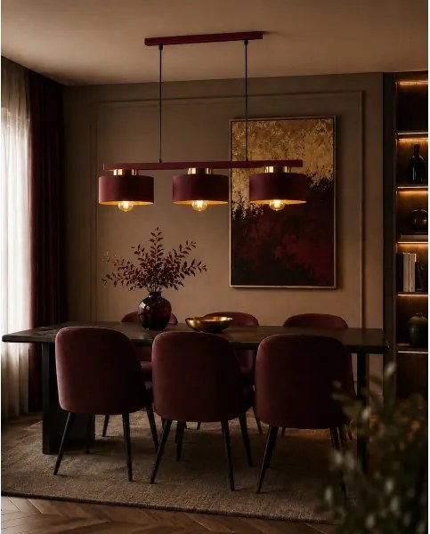 Lustră suspendată pe cablu IGNIA 3xE27/60W/230V vișiniu/auriu
