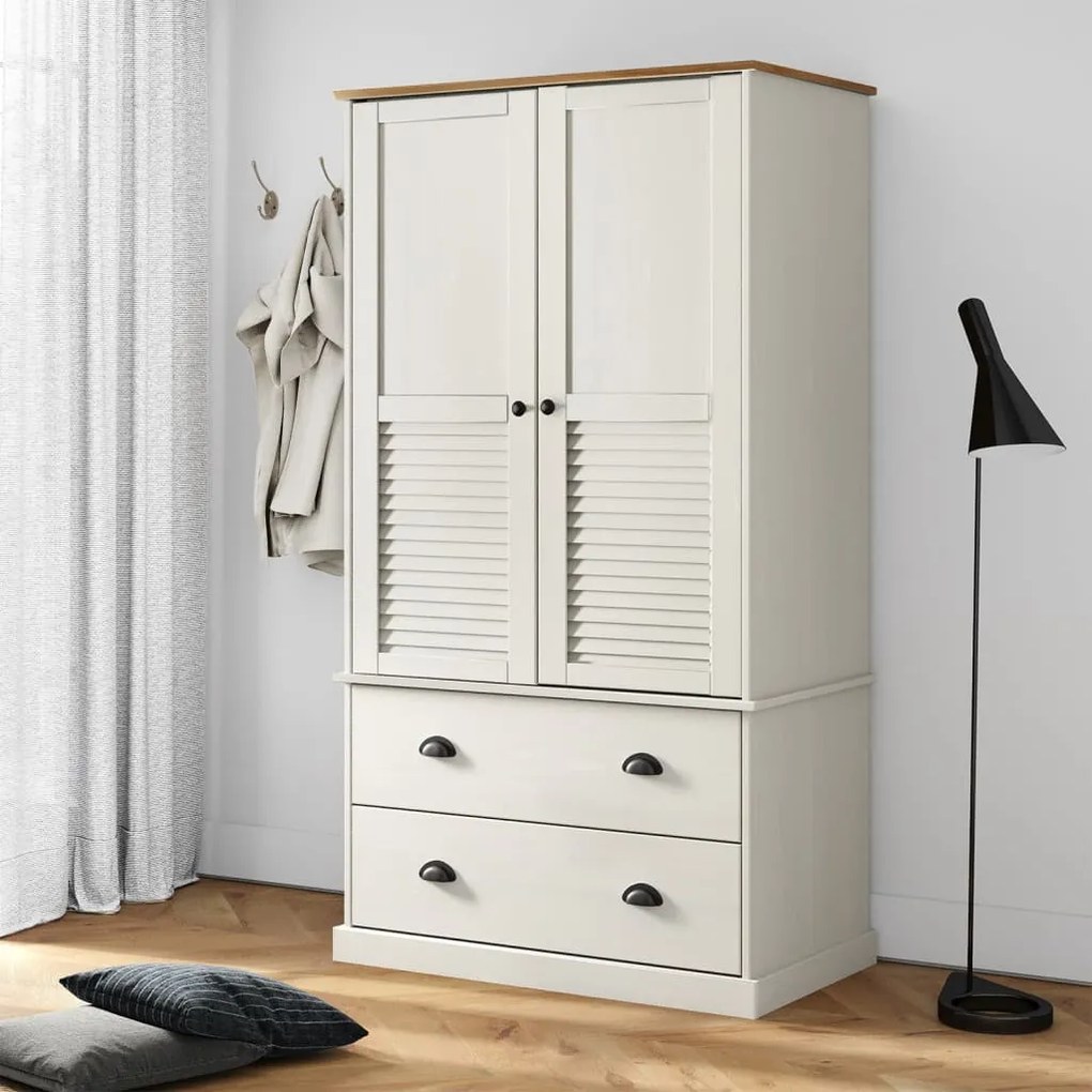 353164 vidaXL Dulap VIGO, alb, 90x55x176 cm, lemn masiv de pin
