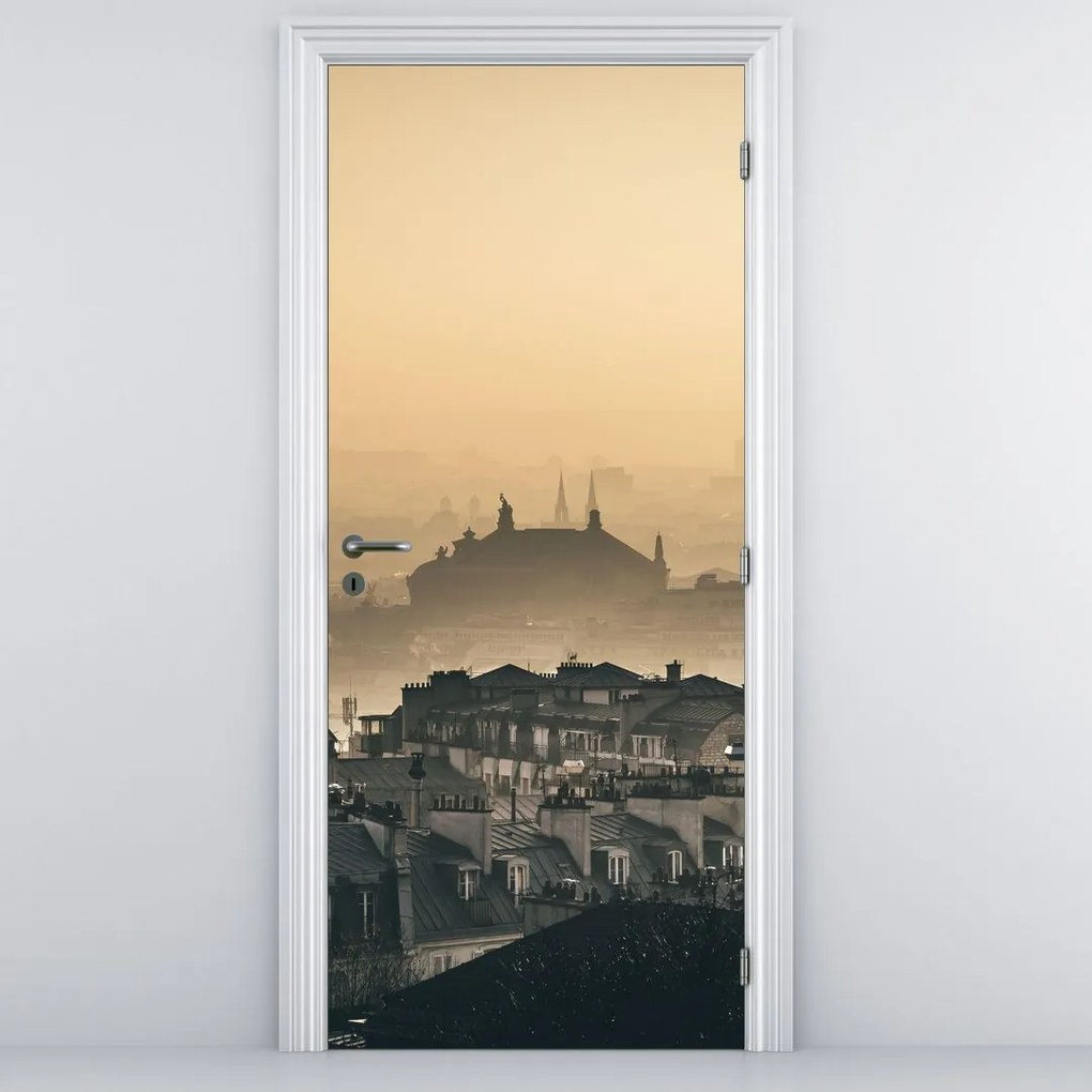 Fototapet pentru ușă - Oraș sub ceață (95x205cm)
