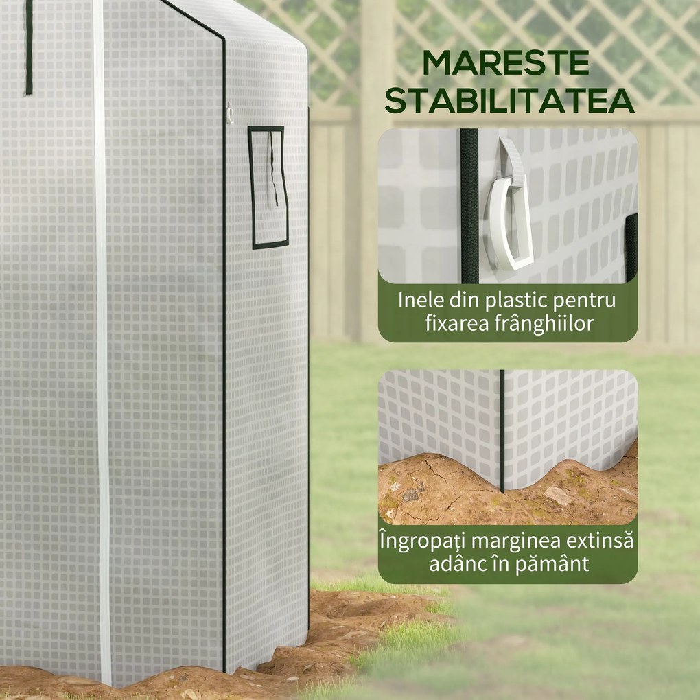 Outsunny Acoperire de Înlocuire Greenhouse Walk-in din PE cu Ușă Rulantă și Ferestre, 143 x 70 x 190cm, Verde | Aosom Romania