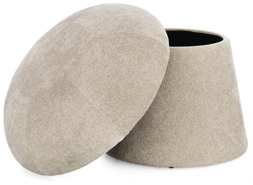 Taburet rotund, culoare natural, cu spatiu pentru depozitare, 45,5x 43 cm, Tiana