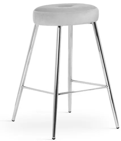 Scaun de bar Circo gri picioare silver - H68 cm