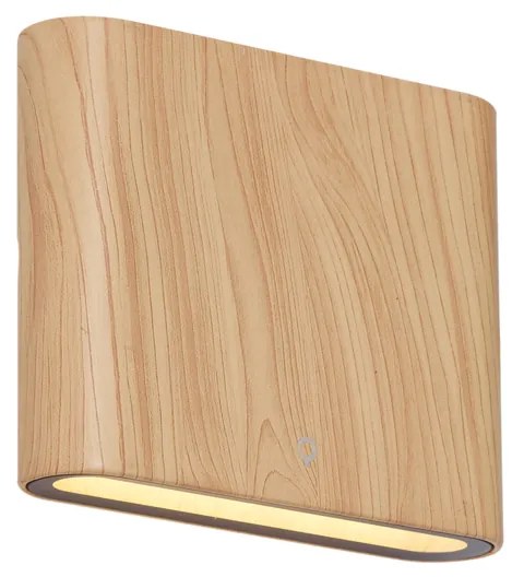 Lampă de perete de exterior scandinavă, aspect lemn, 11,5 cm, cu LED integrat, IP65 - Batt