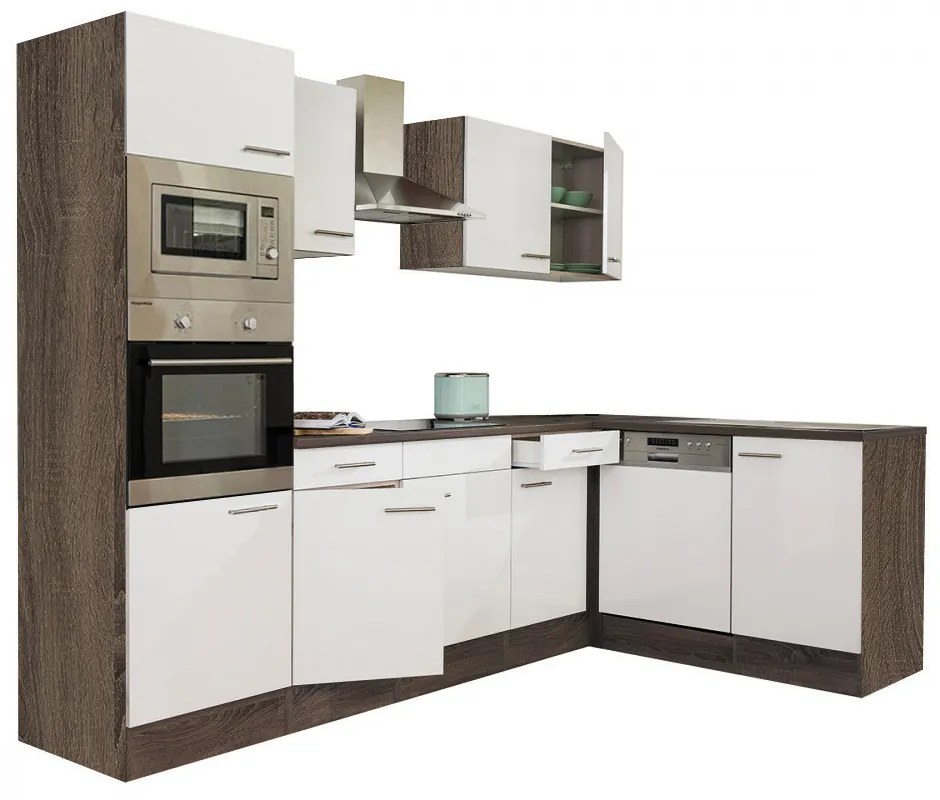 Corp de bucătărie de colț Yorki 280, corp din stejar Yorki, cu față alb satinat