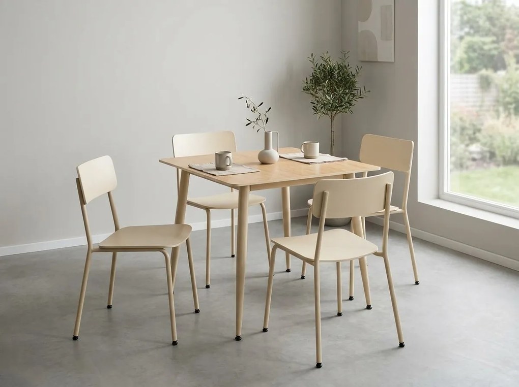 Masa de dining patrata ZURELI 80 x 80 cm, travertin/casmir