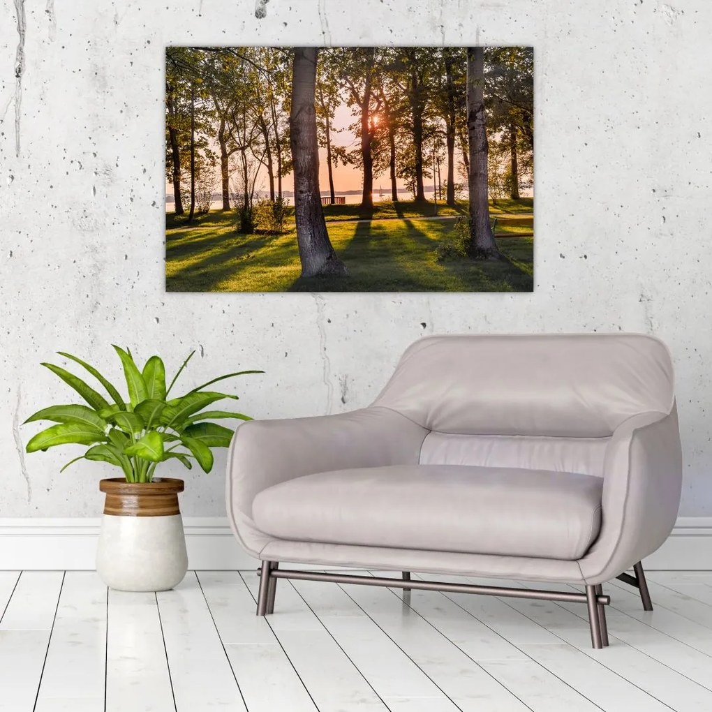 Tablou cu pomi lângă lac (90x60 cm)
