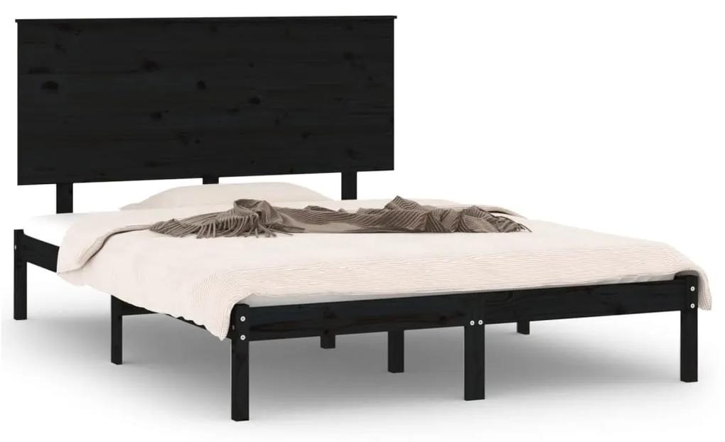 3104807 vidaXL Cadru de pat, negru, 140x200 cm, lemn masiv de pin