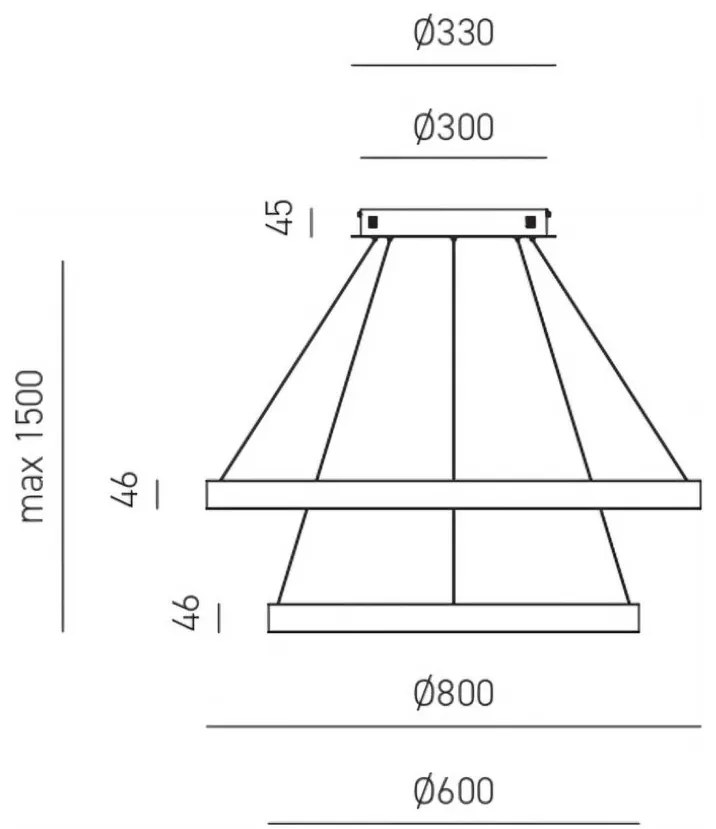 Lustra LED circulara cu 2 inele 80/60cm CRISEIDE, alb, negru sau auriu