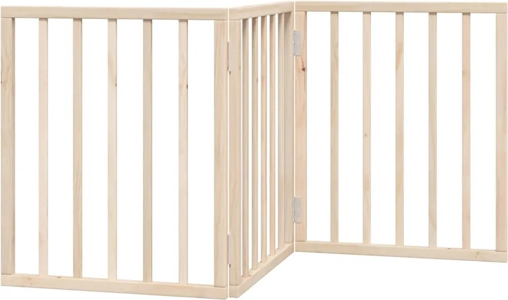 vidaXL Poartă de acces pentru câini pliabilă, 3 panouri, 150 cm, lemn de plop